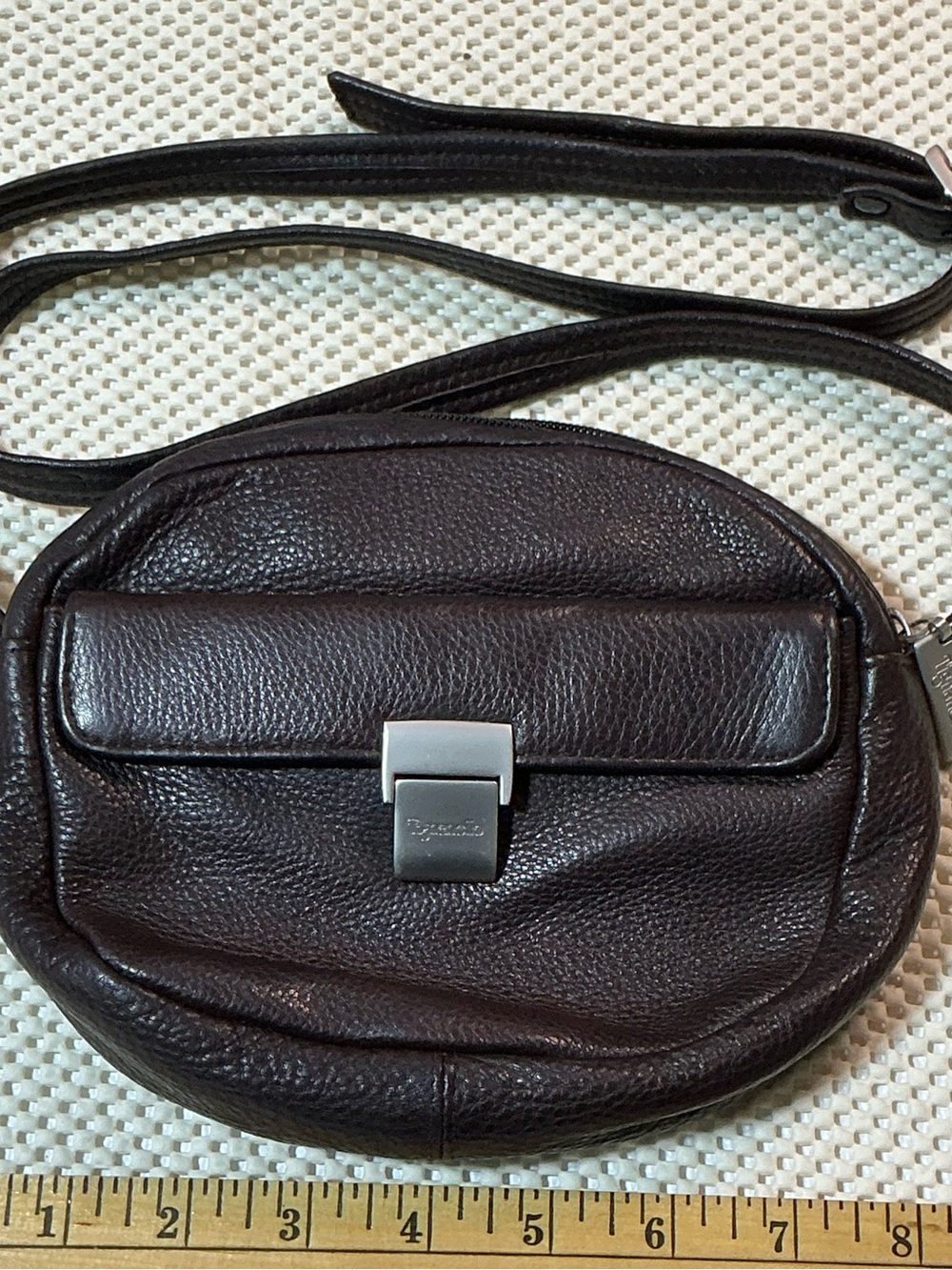 Tignanello Brown Pebbled Leather Crossbody Bag Small Organizer Purse